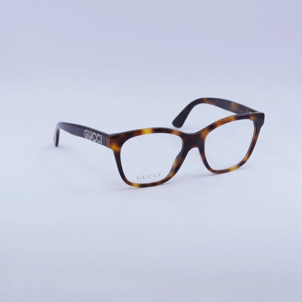 Gucci GG0420O 002 Eyeglasses Havana 52mm Square Frame